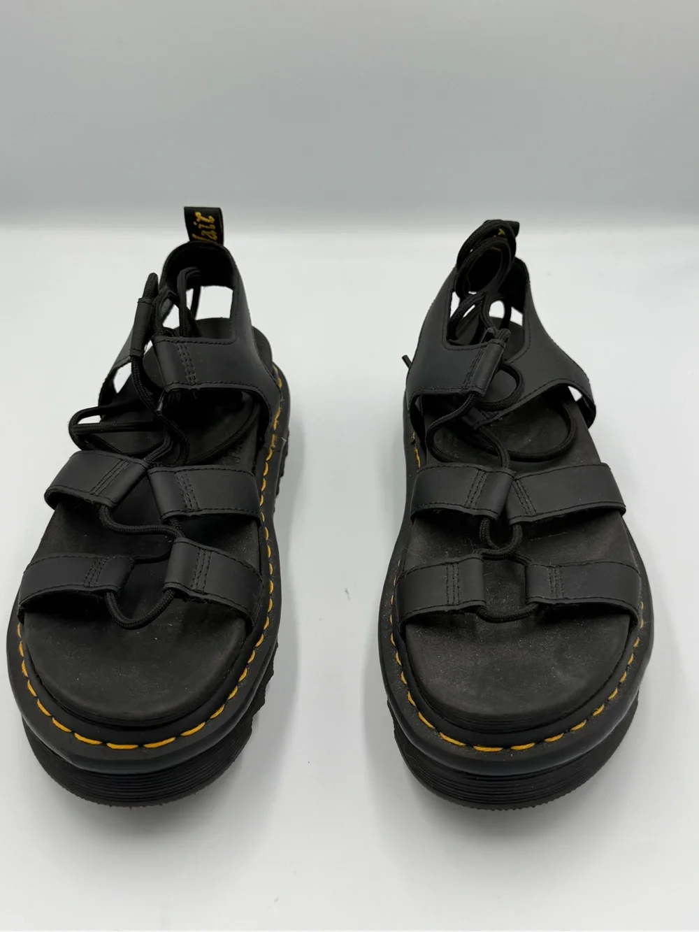 Dr Martens Leather Nartilla Chunky Platform Sole Lace Up Gladiator Sandal 10